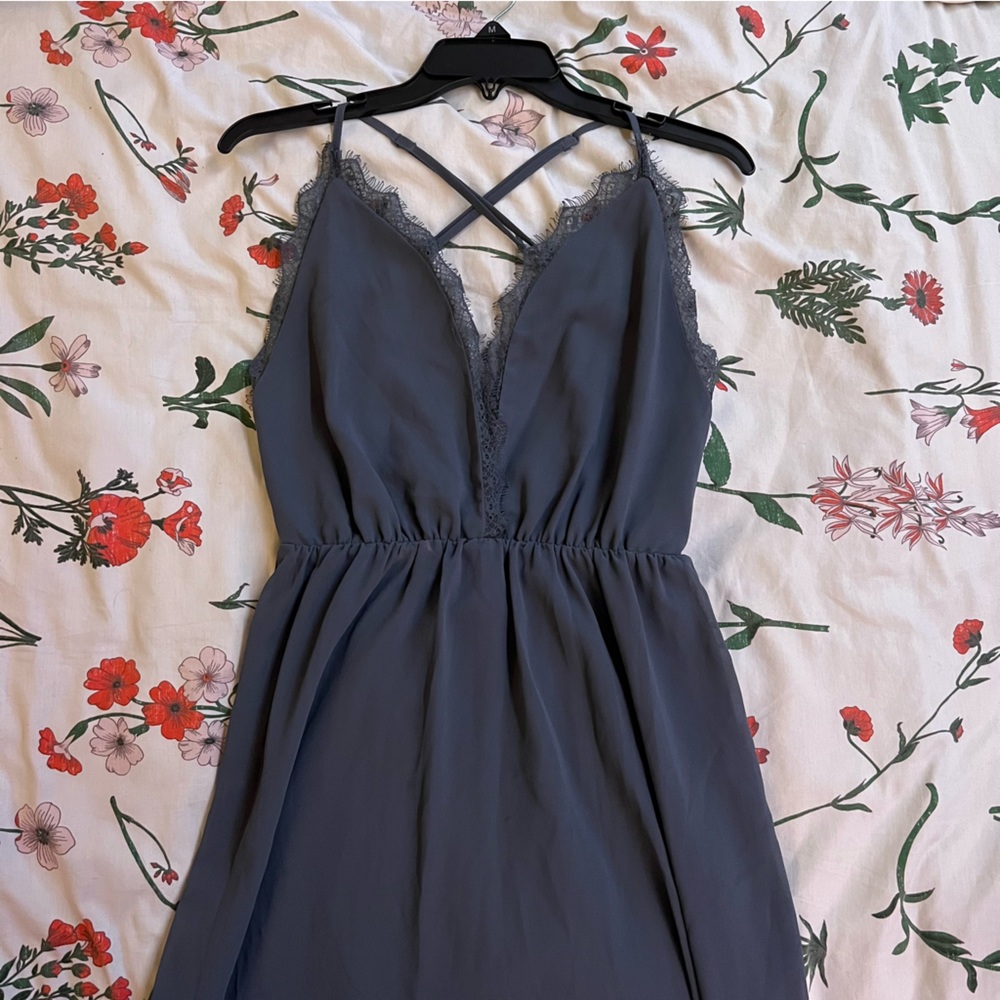 TOBI Blue/Gray Strappy Maxi Dress